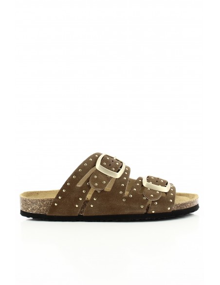 Plakton Mules Femme Bermudas Cuir Marron 186229-213X