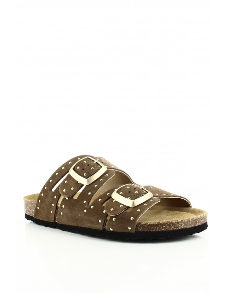 Plakton Mules Femme Bermudas Cuir Marron 186229-213X