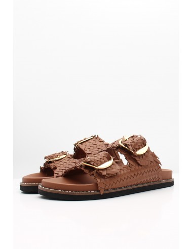 Mules Femme Tressée Cuir Maron - Hylton - Knot Tan