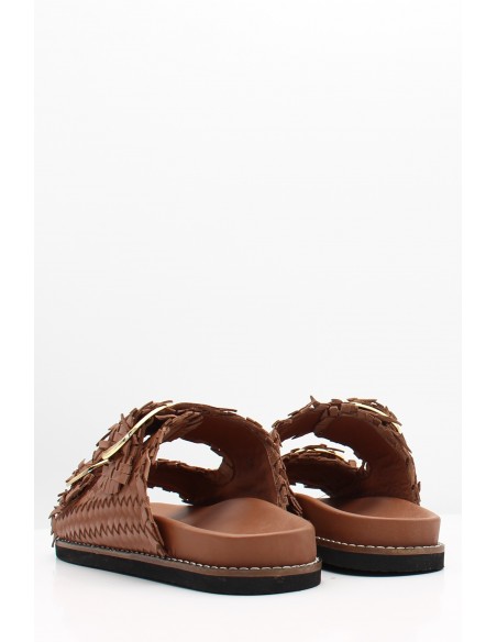 Mules Femme Tressée Cuir Maron - Hylton - Knot Tan