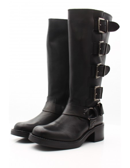 Bottes Biker Femme Goodstep - Cassandra Cuir Noir - Style Audacieux