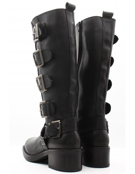 Bottes Biker Femme Goodstep - Cassandra Cuir Noir - Style Audacieux