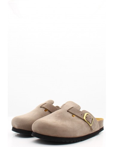 Sabots Scholl en suède beige avec bride ajustable pour femme