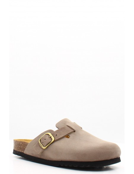 Sabots Scholl en suède beige avec bride ajustable pour femme