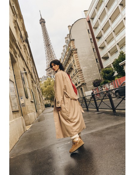 UGG Lowmel Femme Chestnut – Baskets lifestyle daim et laine UGGplush™