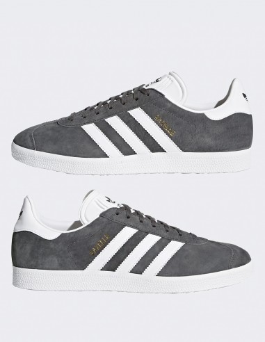 Sneakers Adidas Gazelle - Chaussures en daim gris anthracite et blanc