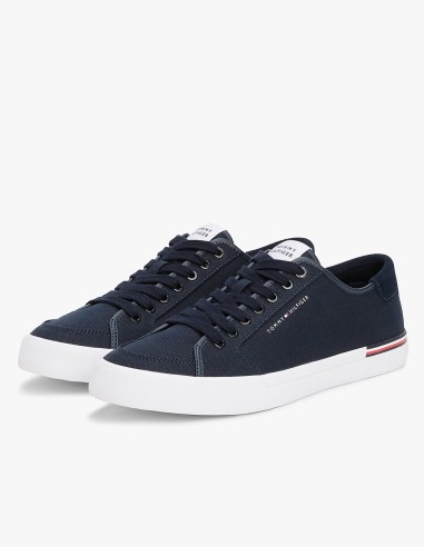 Tommy Hilfiger FM05398-DW5 baskets en toile bleu marine et semelle blanche
