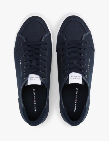 Tommy Hilfiger FM05398-DW5 baskets en toile bleu marine et semelle blanche