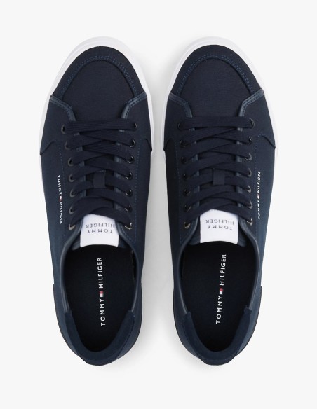 Tommy Hilfiger FM05398-DW5 baskets en toile bleu marine et semelle blanche