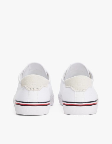 Tommy Hilfiger FM05398-YBS baskets basses en toile blanche - Hylton.fr