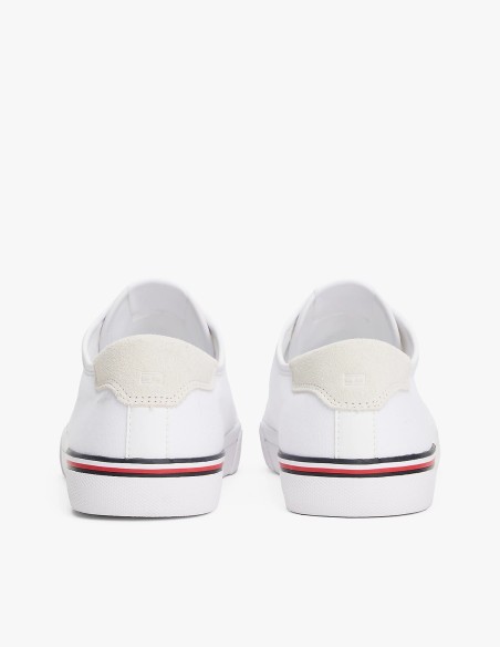 Tommy Hilfiger FM05398-YBS baskets basses en toile blanche - Hylton.fr