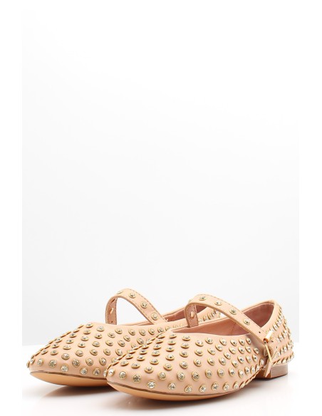Kharisma Ballerines Cloutées Femme Beige
