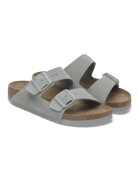 Birkenstock Arizona – Mules Femme en Daim Gris, Confort et Style Naturel