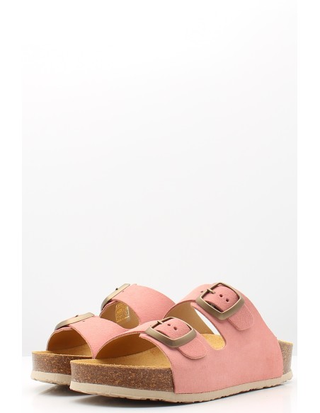 Plakton SQUARE 584X – Sandales suède rose à brides ajustables