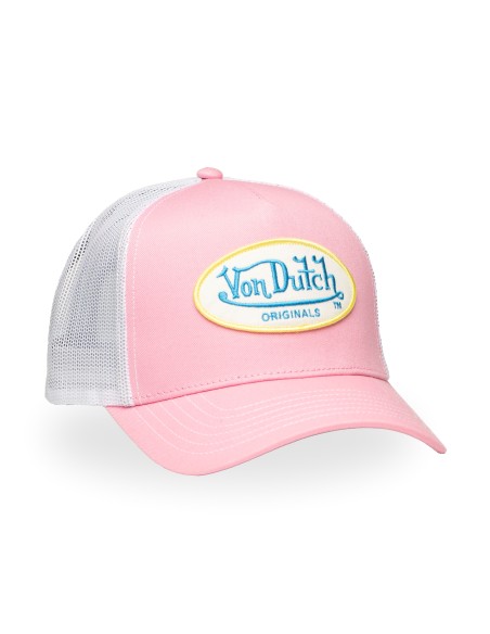 Casquette Mixte Von Dutch Trucker Originals Rose Blanc ORIGIPINK