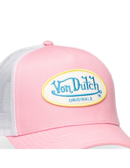 Casquette Mixte Von Dutch Trucker Originals Rose Blanc ORIGIPINK