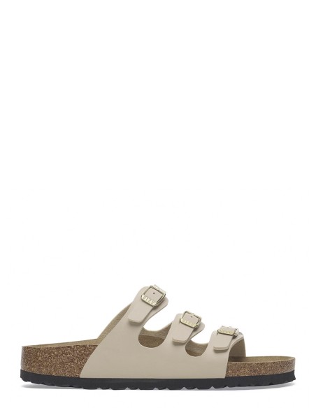 Birkenstock Florida  – Sandales femme 3 brides beige à semelle anatomique