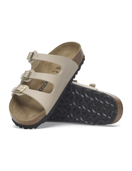 Birkenstock Florida  – Sandales femme 3 brides beige à semelle anatomique