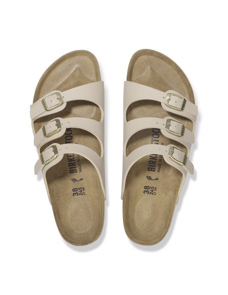 Birkenstock Florida  – Sandales femme 3 brides beige à semelle anatomique