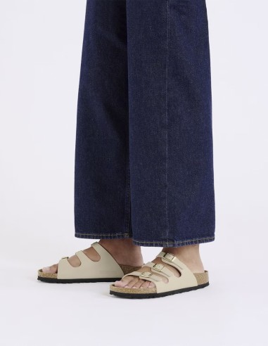 Birkenstock Florida  – Sandales femme 3 brides beige à semelle anatomique