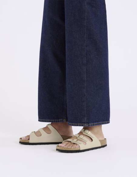 Birkenstock Florida  – Sandales femme 3 brides beige à semelle anatomique