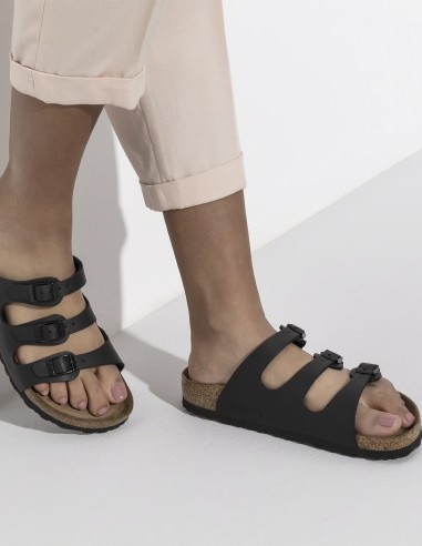 Birkenstock Florida Noir – Sandale femme à trois brides avec semelle anatomique
