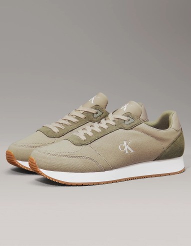 Baskets Calvin Klein Runner Sock Laceup M Kaki - Confort et Élégance Sportive