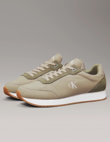 Baskets Calvin Klein Runner Sock Laceup M Kaki - Confort et Élégance Sportive