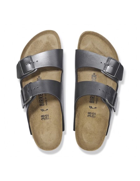 Birkenstock Arizona Metal Black – Sandales Femme à deux brides finition métallisée