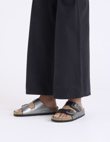 Birkenstock Arizona Metal Black – Sandales Femme à deux brides finition métallisée