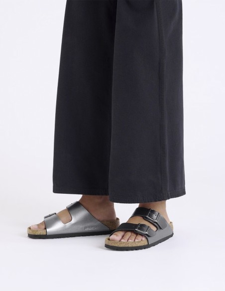 Birkenstock Arizona Metal Black – Sandales Femme à deux brides finition métallisée