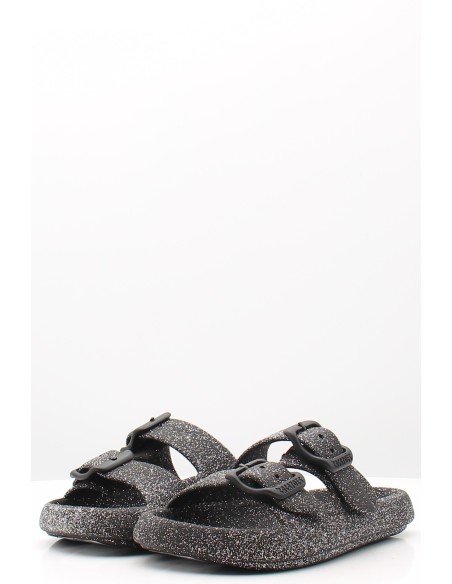 Claquettes Cacatoes Jessy Glitter Black - Élégance Étincelante et Confort