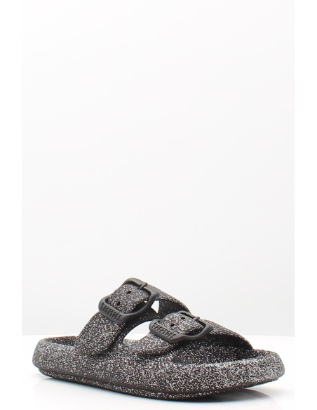 Claquettes Cacatoes Jessy Glitter Black - Élégance Étincelante et Confort