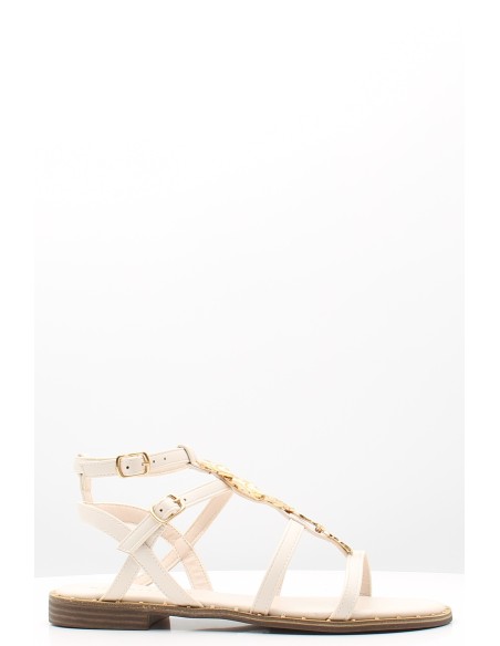 Sandales Kharisma 9246 SOFT OFFWHITE - Élégance Minimaliste avec Chaîne Dorée