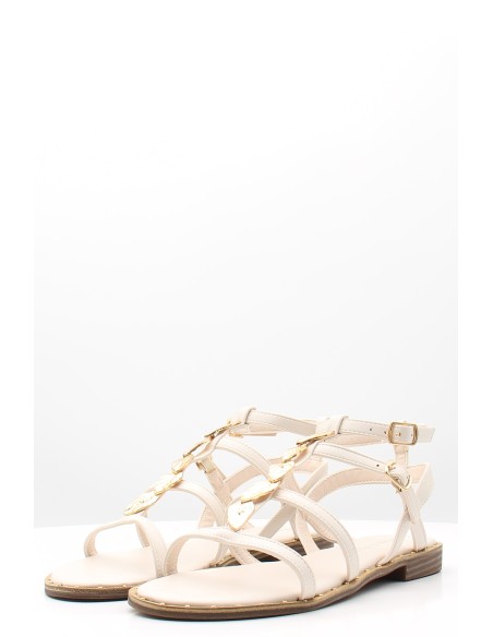 Sandales Kharisma 9246 SOFT OFFWHITE - Élégance Minimaliste avec Chaîne Dorée