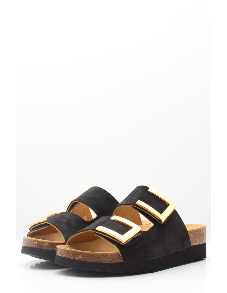 Mules Femme Monterey 2 straps Black – Élégance et Confort avec Boucles
