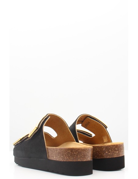 Mules Femme Monterey 2 straps Black – Élégance et Confort avec Boucles