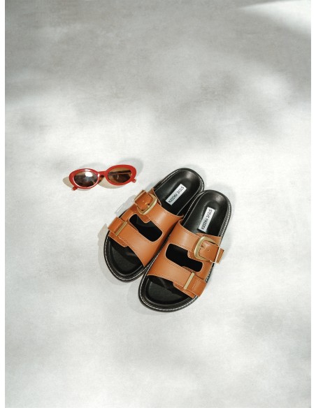 Sandales Steve Madden Arch-e Slides Cuir Marron - Confort et Élégance d'été