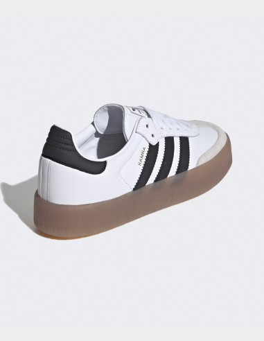 Adidas Sambae JI1349 - Sneakers femme en cuir blanc et noir avec plateforme