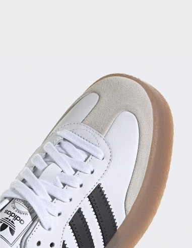 Adidas Sambae JI1349 - Sneakers femme en cuir blanc et noir avec plateforme
