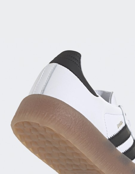 Adidas Sambae JI1349 - Sneakers femme en cuir blanc et noir avec plateforme