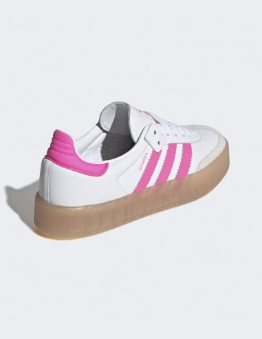 Adidas Sambae JS3940 - Sneakers femme cuir blanc et rose