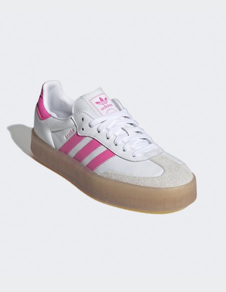 Adidas Sambae JS3940 - Sneakers femme cuir blanc et rose