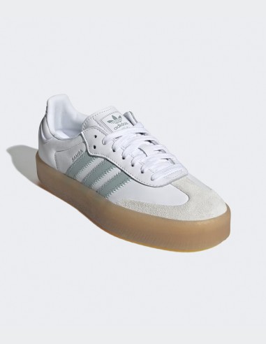 Adidas Sambae JP5609 - Sneakers femme cuir blanc vert pastel