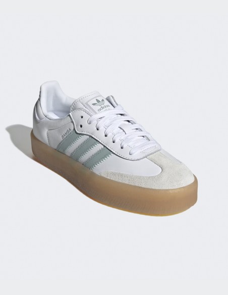 Adidas Sambae JP5609 - Sneakers femme cuir blanc vert pastel