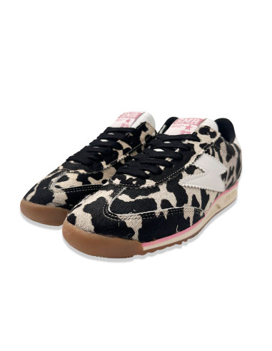 SMR23 Joyce – Baskets femme imprimé léopard et éclair blanc