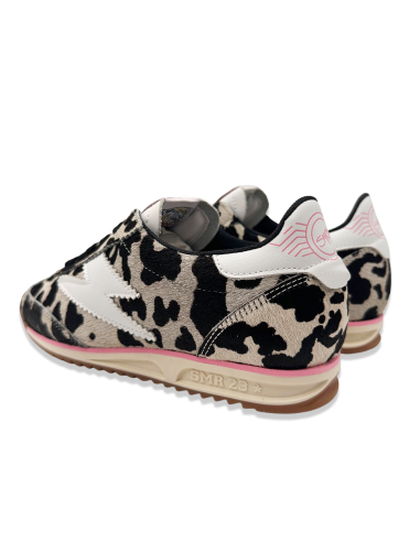 SMR23 Joyce – Baskets femme imprimé léopard et éclair blanc