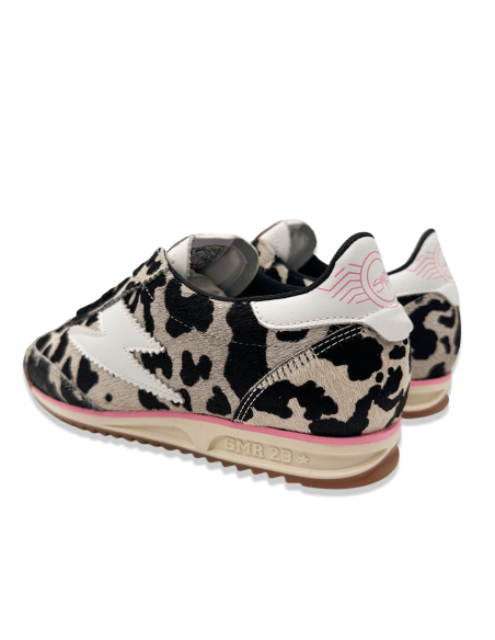 SMR23 Joyce – Baskets femme imprimé léopard et éclair blanc