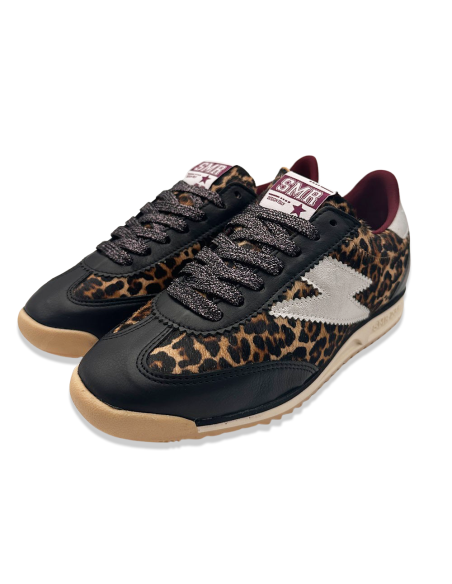 Semerdjian Joyce C475 Femme – Basket Léopard & Cuir Noir