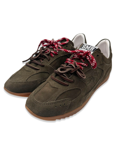 Baskets femme Semerdjian Billie – suède kaki au style rétro chic